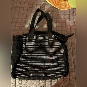 Black Sequinned Fabric Tote Bag